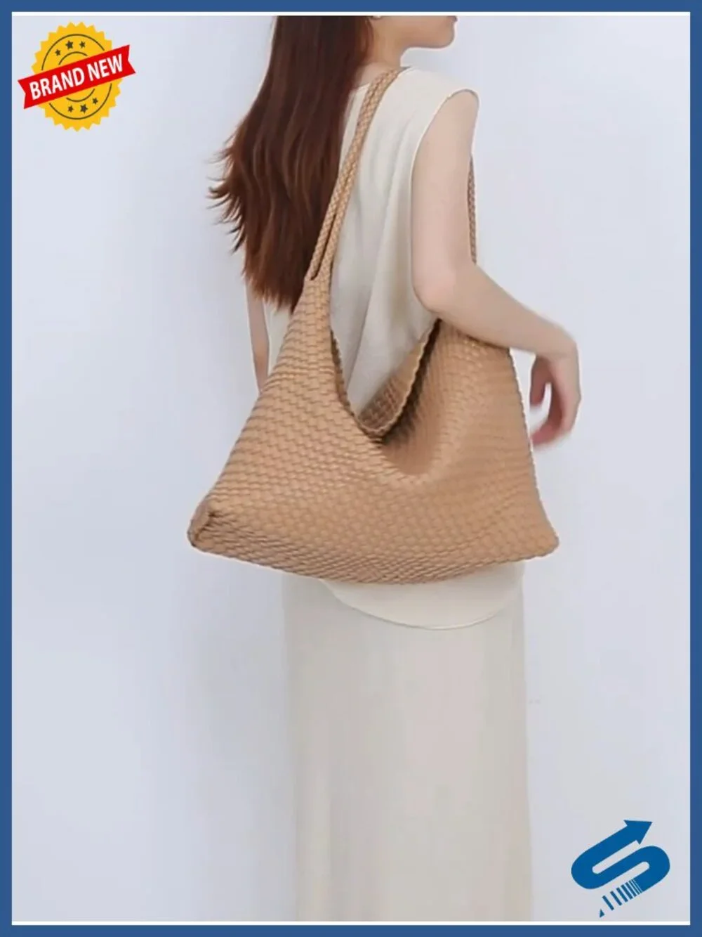 Woven Tote Bag for Women Vegan Leather Slouchy Hobo Shoulder Bag with Removable